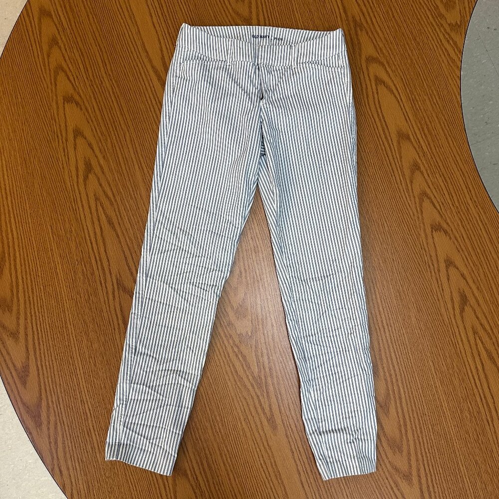 Old Navy Pixie Skinny Ankle Pants Blue White Pinstripe Size 0
